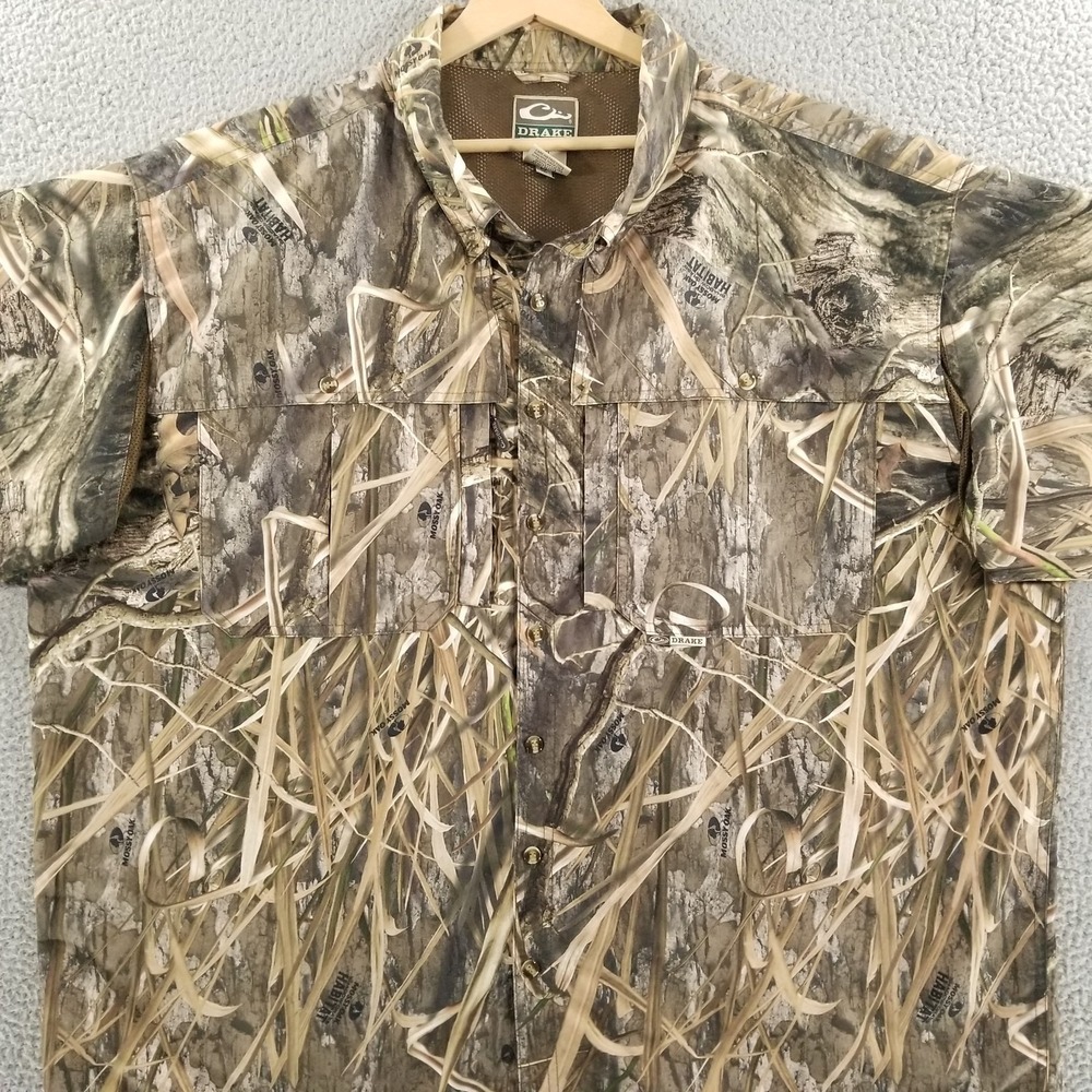 Drake Shirt 3XL Brown Camo Mossy Oak Shadow Grass Camo Fishing Waterfowl Systems